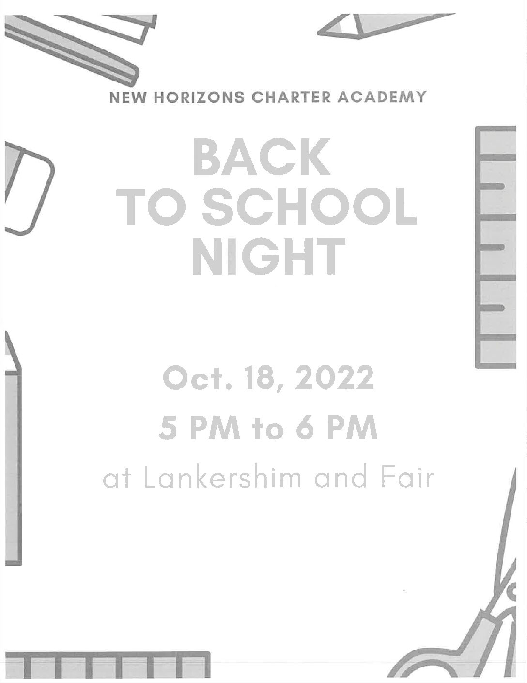 Back to School Night Tuesday October 18th, 2022