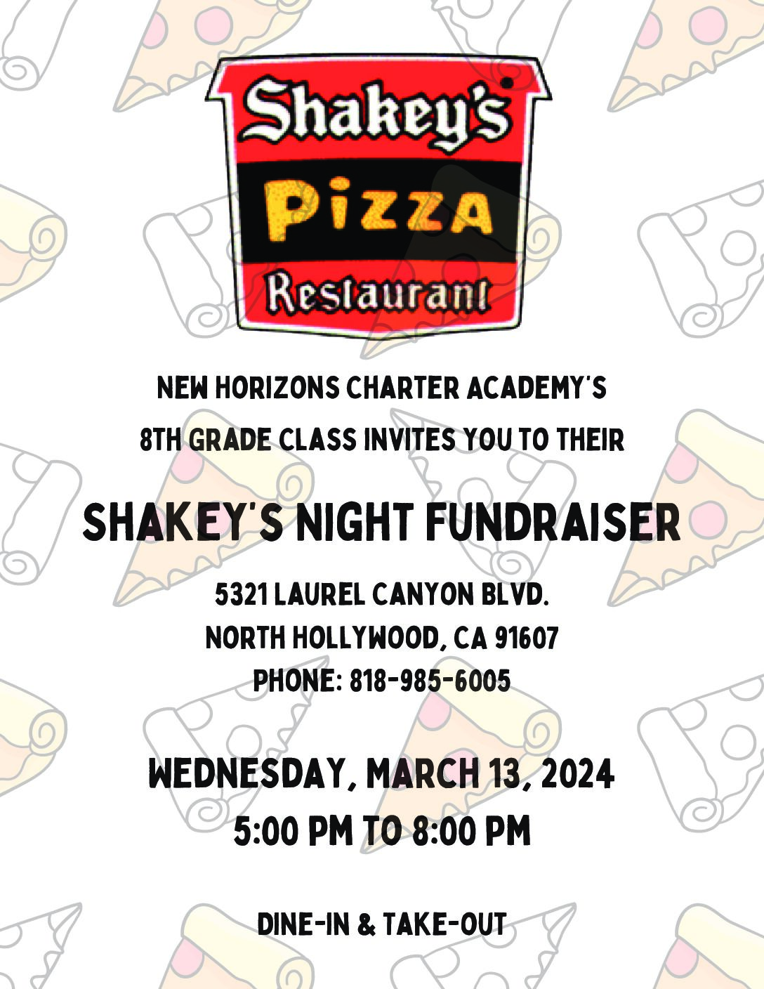 Shakeys Fundraiser Night!