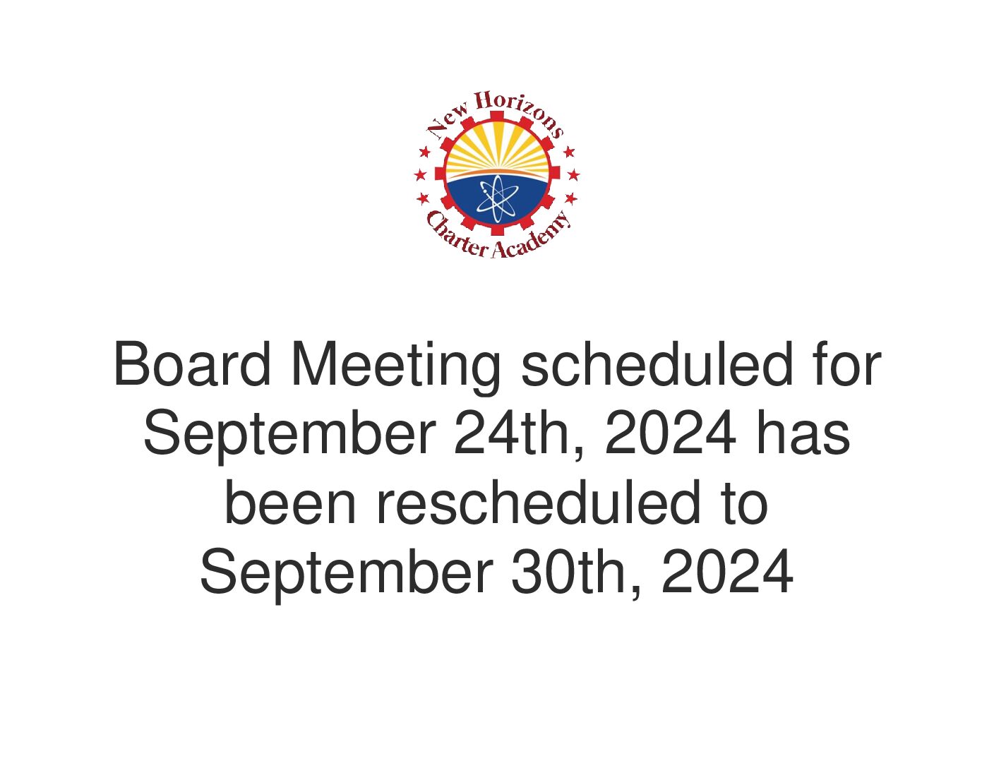 Board Meeting Postponed for September 24th, 2024